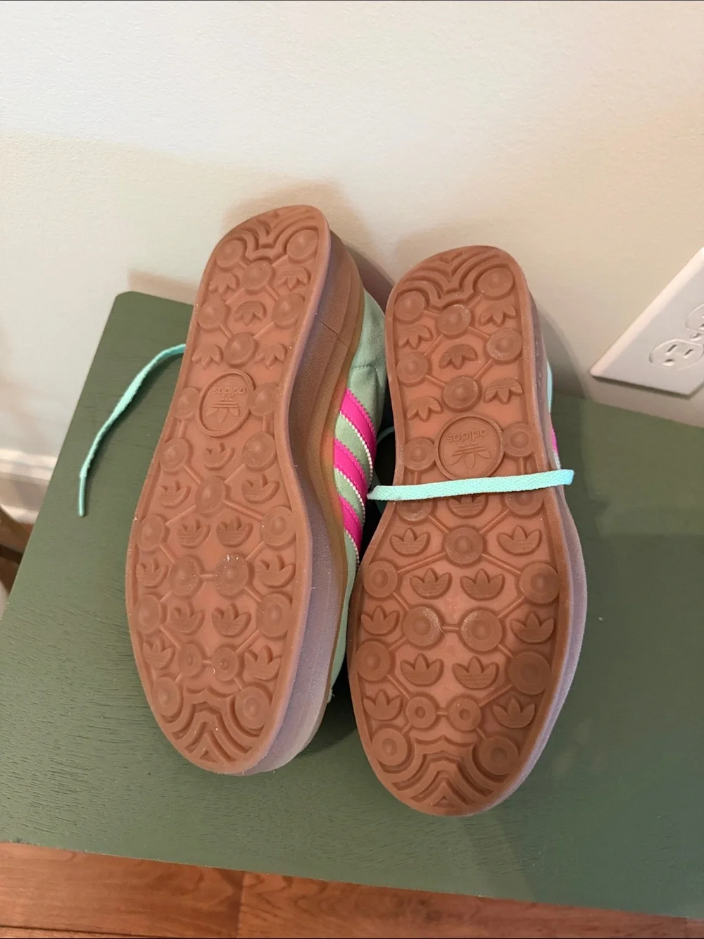 adidas Women’s Mint Green & Hot Pink Gazelles - Picture 4 of 5